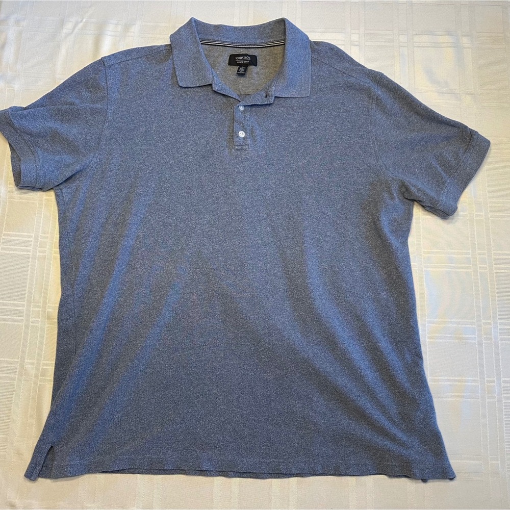 Nordstrom Polo Shirt Men XL Blue Men's Shop Short‎ Sleeve Cotton Casual Solid